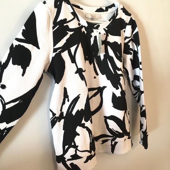 💕Ann Tay Loft Floral Jacquard SweatshirtStyle Top - Picture 2 of 8